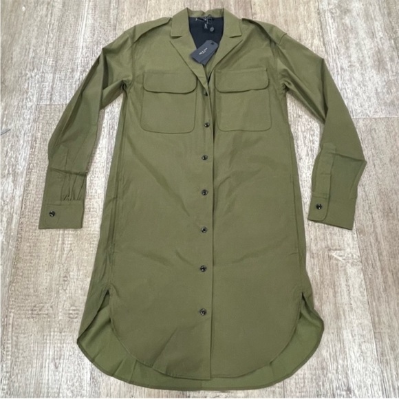 Rag and Bone Mason Shirt Dress Dark Olive Size XS - Picture 6 of 15